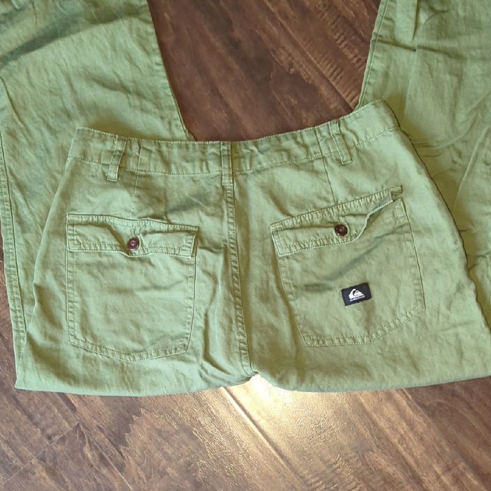 Olive Green Linen Pants Quicksilver Size 30 - Picture 5 of 8